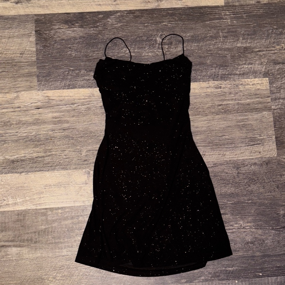 Black Sparkly Backless Dress